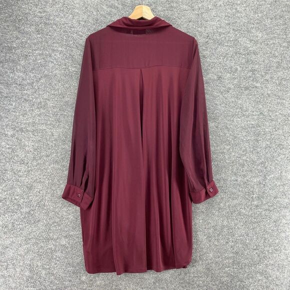 Susan Graver Shirt Women L Large Red Button Up Long Sleeve Collared Blouse - Picture 8 of 9